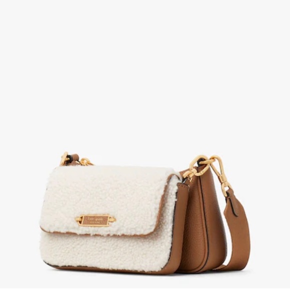 Authentic KATE SPADE DUO Leather top zip Crosby w/shearling/leather flap Crosby - Picture 3 of 16